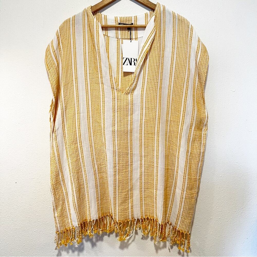 ZARA Kaftan coverup dress cotton small medium yellow gold